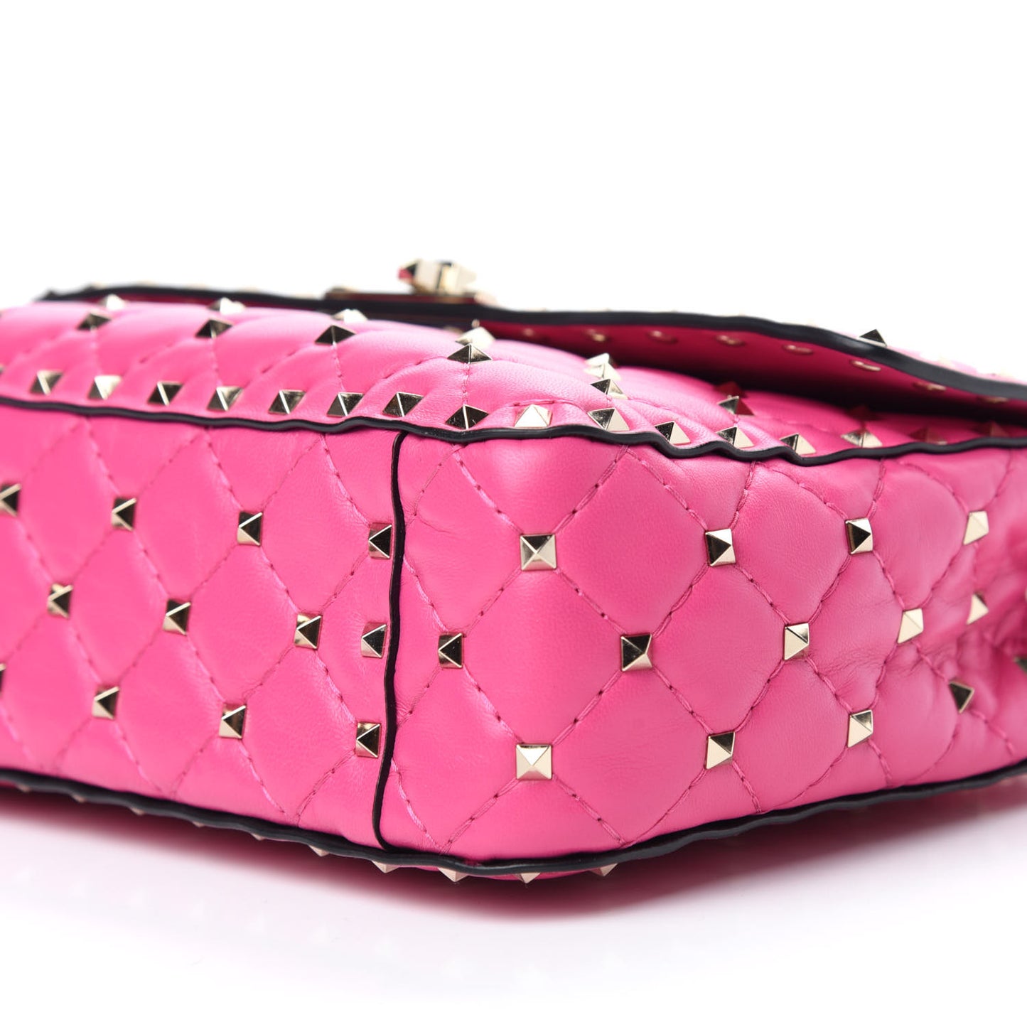Nappa Medium Rockstud Spike Shoulder Bag Pink Orchid