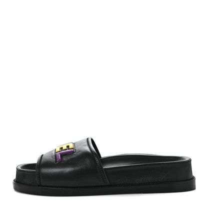 Chanel Lambskin Cha-Nel Mule Sandals 40.5 Black Multicolor 1 of 8