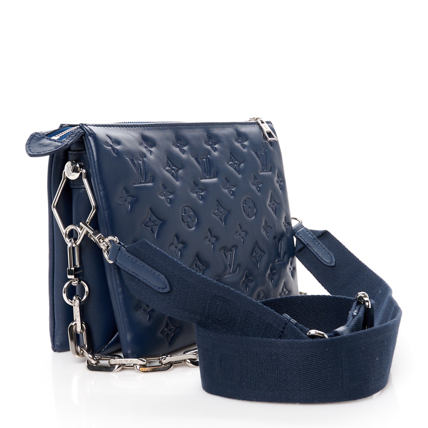 Louis Vuitton Lambskin Embossed Monogram Coussin PM Navy 3 of 11