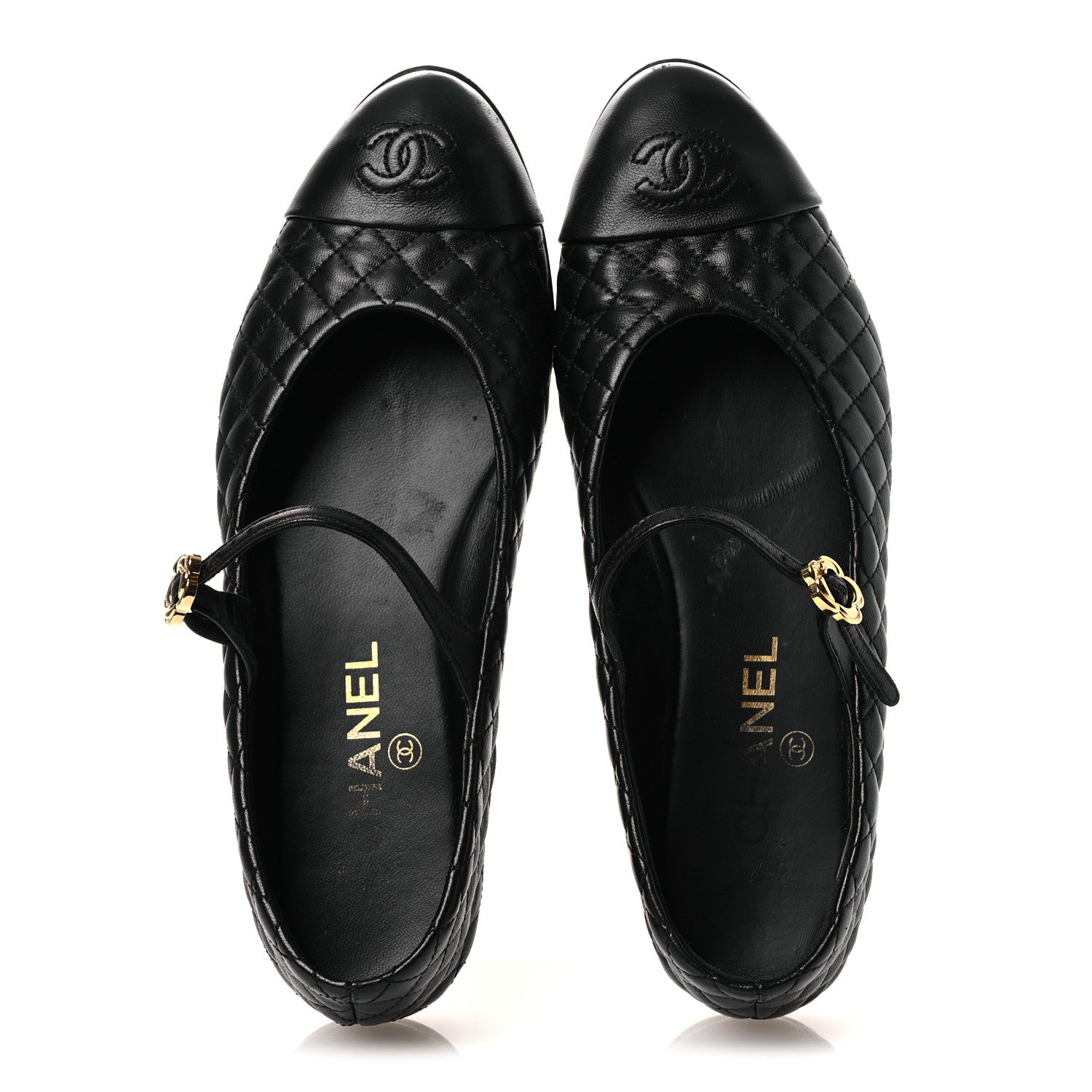 Chanel Lambskin Quilted Mary Jane Flats 38.5 Black 2 of 14