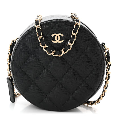 Chanel Caviar Quilted Round Clutch With Chain Black 1 of 11
