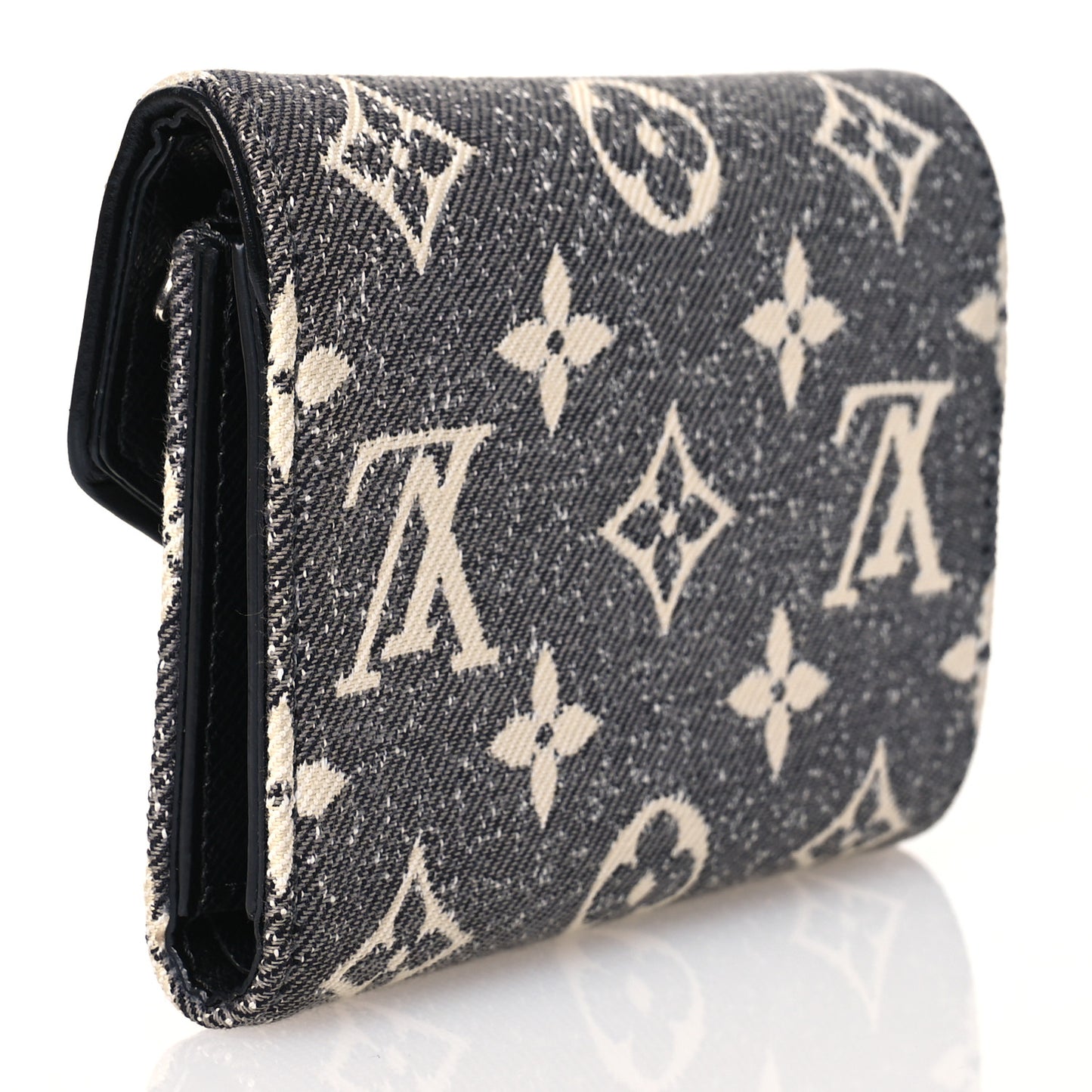 Denim Monogram Jacquard Victorine Wallet Grey