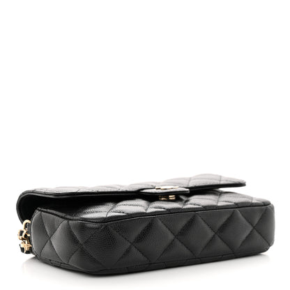 Chanel Caviar Quilted Flap Phone Holder With Chain Black 5 of 12