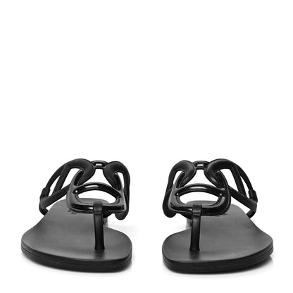 Hermes Rubber Womens Egerie Sandals 36 Black 2 of 9