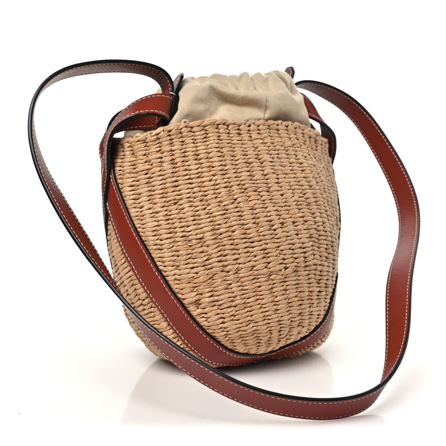 Chloe X MIFUKO Raffia Calfskin Basket Shoulder Bag Brown 3 of 10