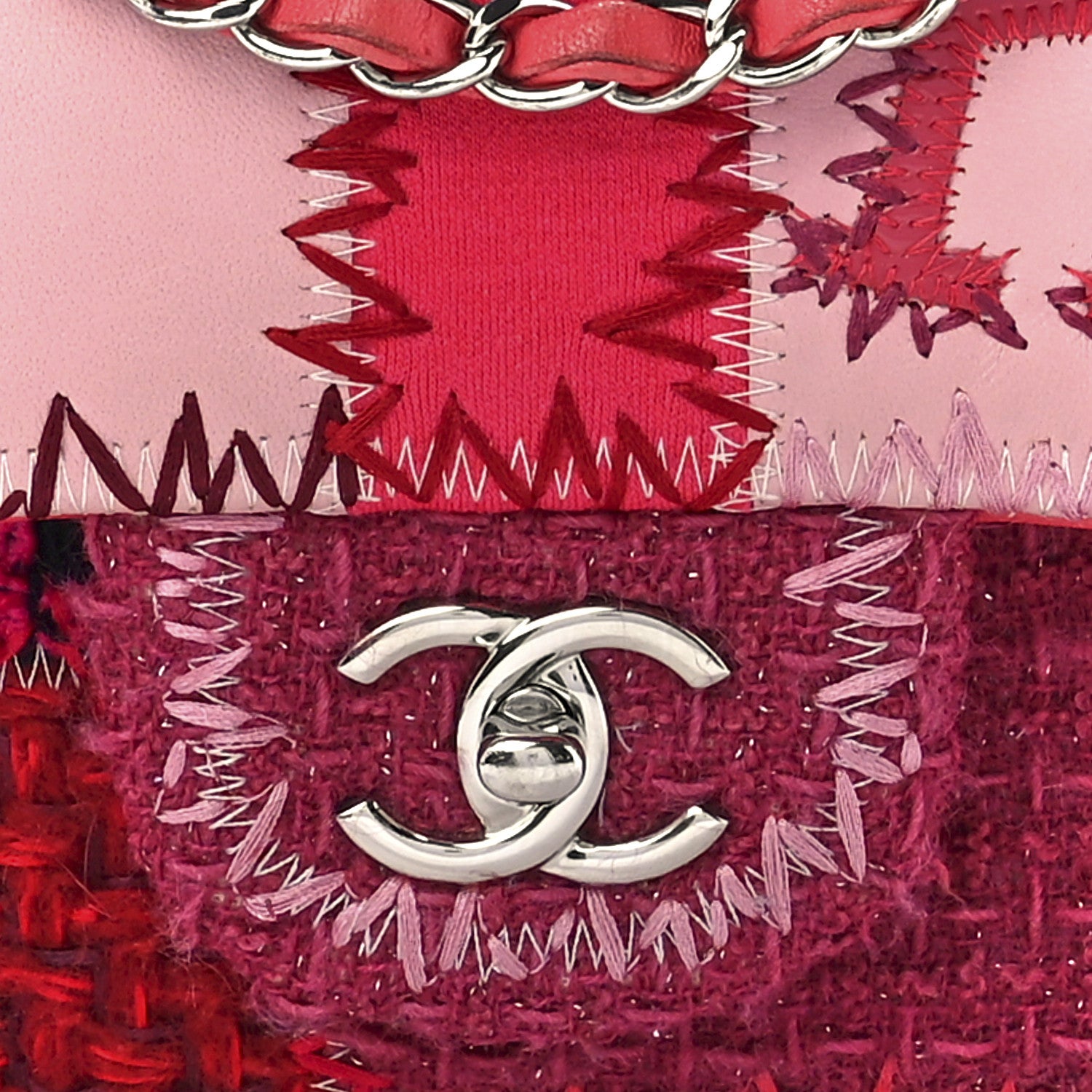 Chanel Tweed Patchwork Medium Single Flap Pink 8 of 11