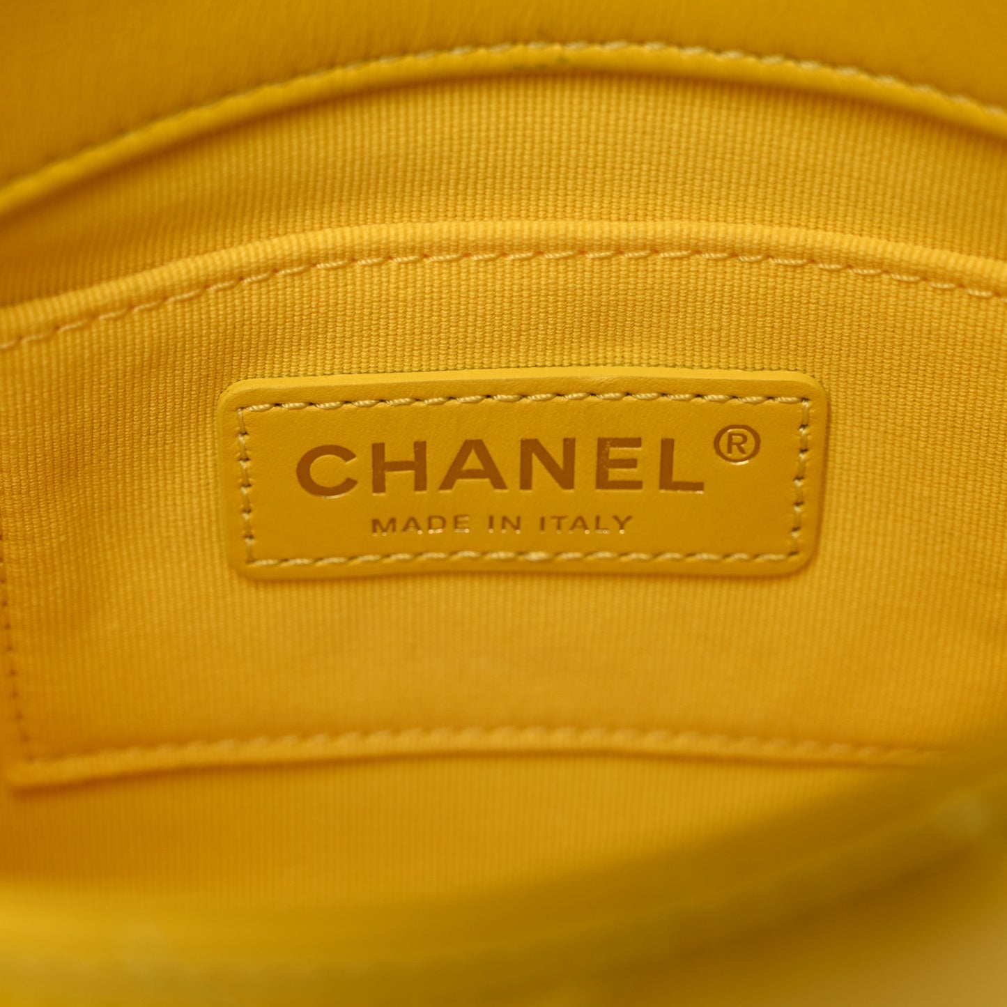 Lambskin Quilted Mini Lacquered Chain Flap Yellow