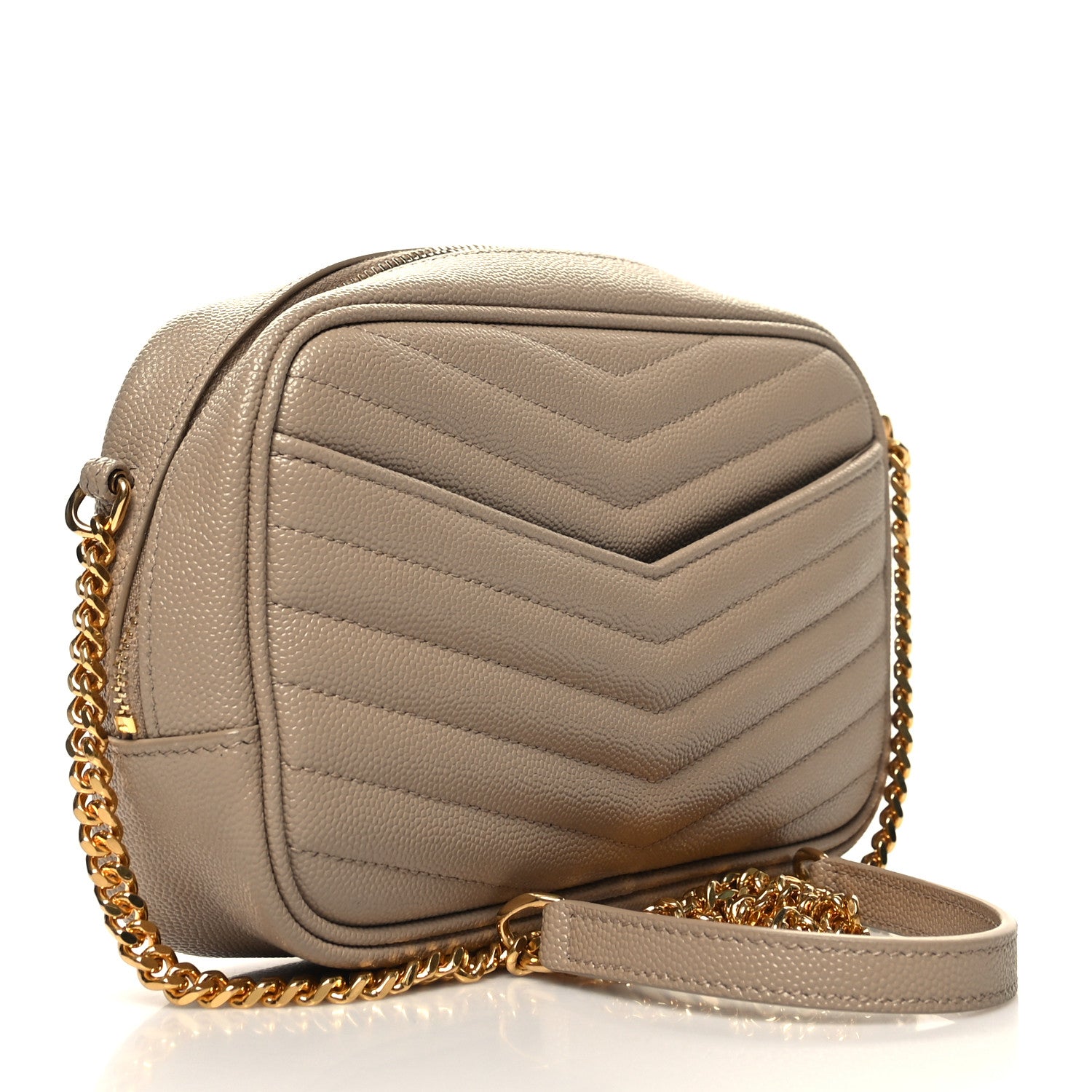 Saint Laurent Grain De Poudre Matelasse Monogram Mini Lou Camera Bag Dark Beige 3 of 11
