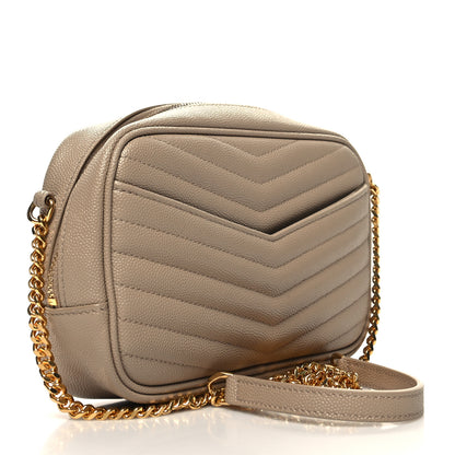 Saint Laurent Grain De Poudre Matelasse Monogram Mini Lou Camera Bag Dark Beige 3 of 11