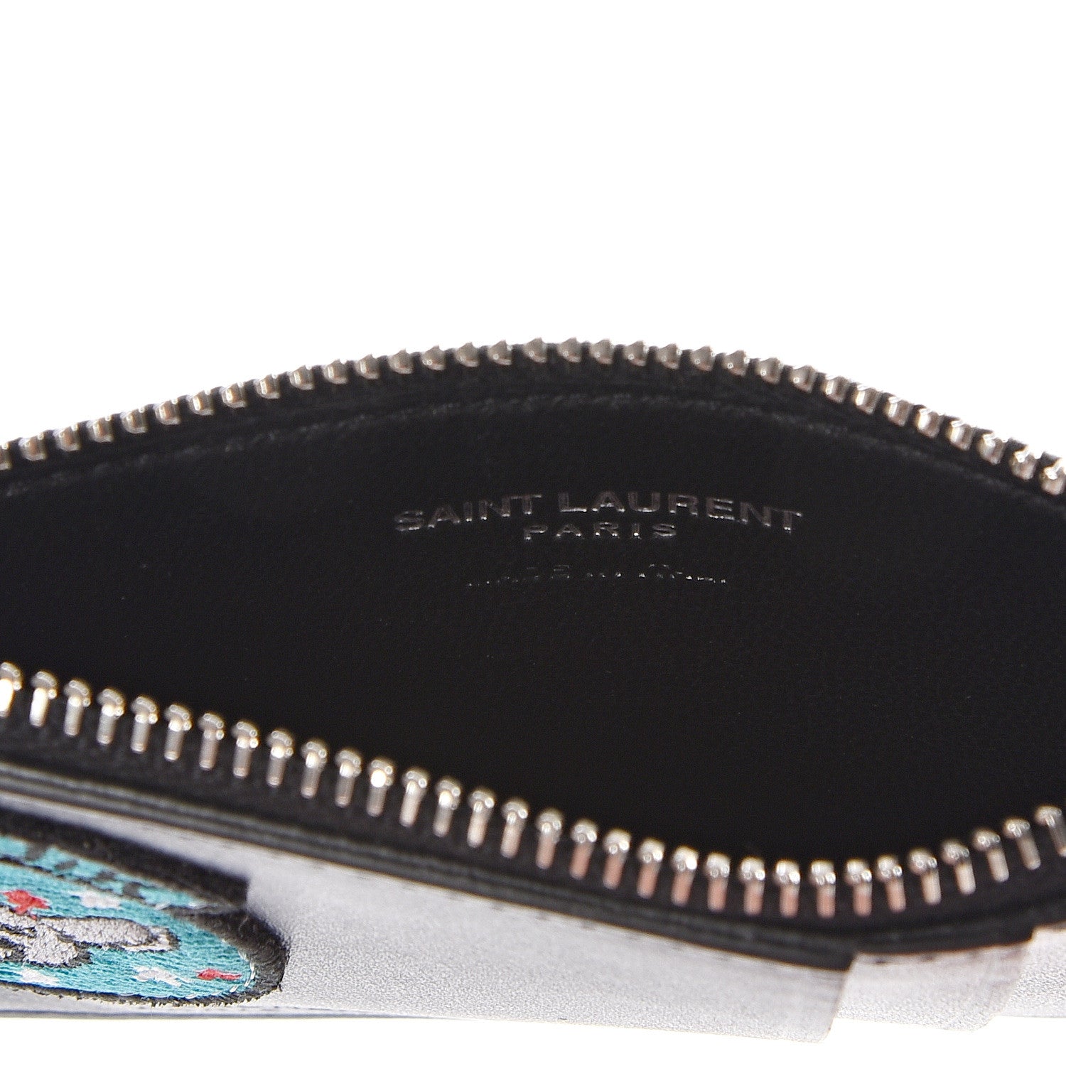 Saint Laurent Calfskin Moujik Patch Fragments Zip Pouch Card Holder Black 6 of 14