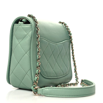 Chanel Lambskin Calfskin Quilted Strass Mania Mini Square Flap Light Green 3 of 11