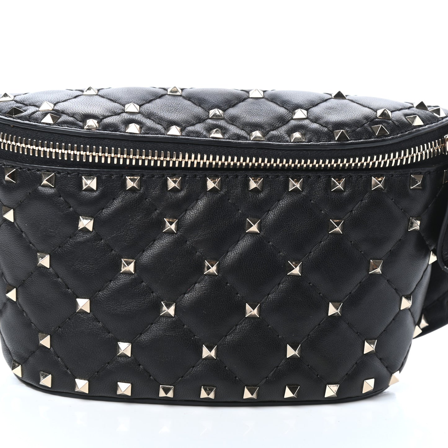 Lambskin Rockstud Spike Belt Bag 85 Black