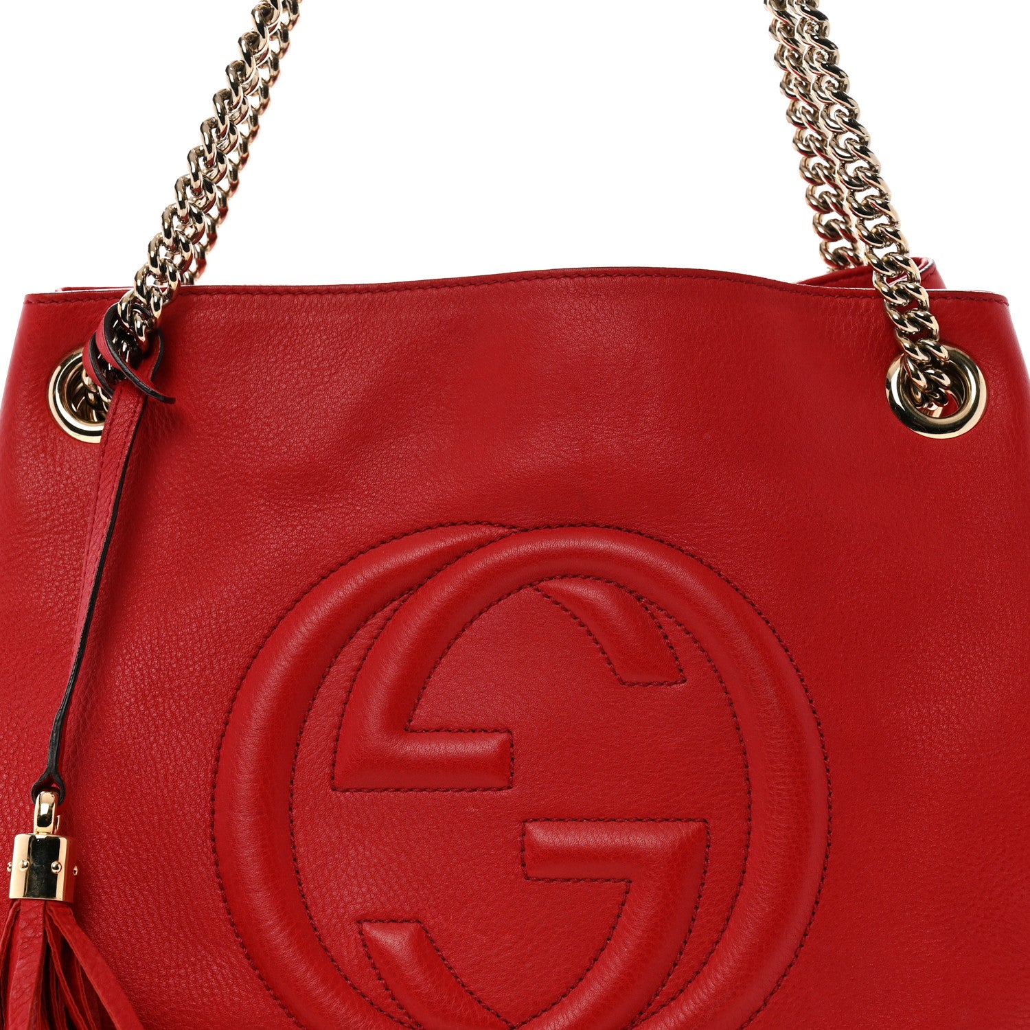 Gucci Cellarius Calfskin Medium Soho Chain Shoulder Bag Vibrant Red 8 of 13