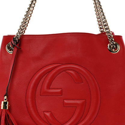 Gucci Cellarius Calfskin Medium Soho Chain Shoulder Bag Vibrant Red 8 of 13