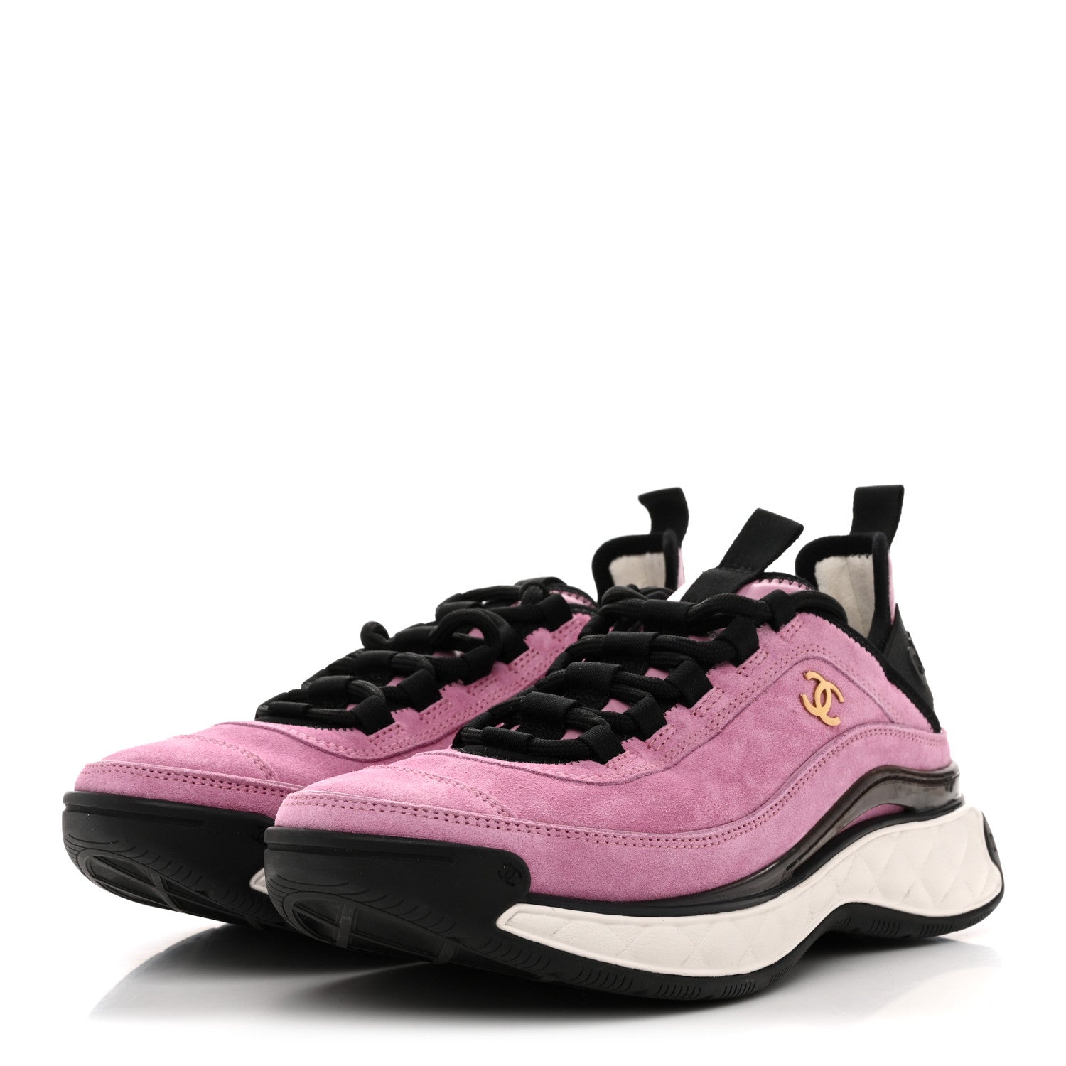 Chanel Suede Calfskin Nylon Grosgrain CC Sneakers 39 Dark Pink 4 of 10