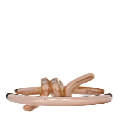 Tiffany 18K Rose Gold Diamond Small Knot Ring 53 6.25 3 of 5