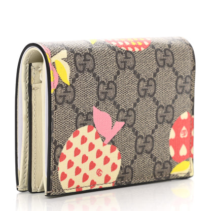 Gucci GG Supreme Monogram Les Pommes Card Case Wallet Beige Multicolor Mystic White 3 of 9