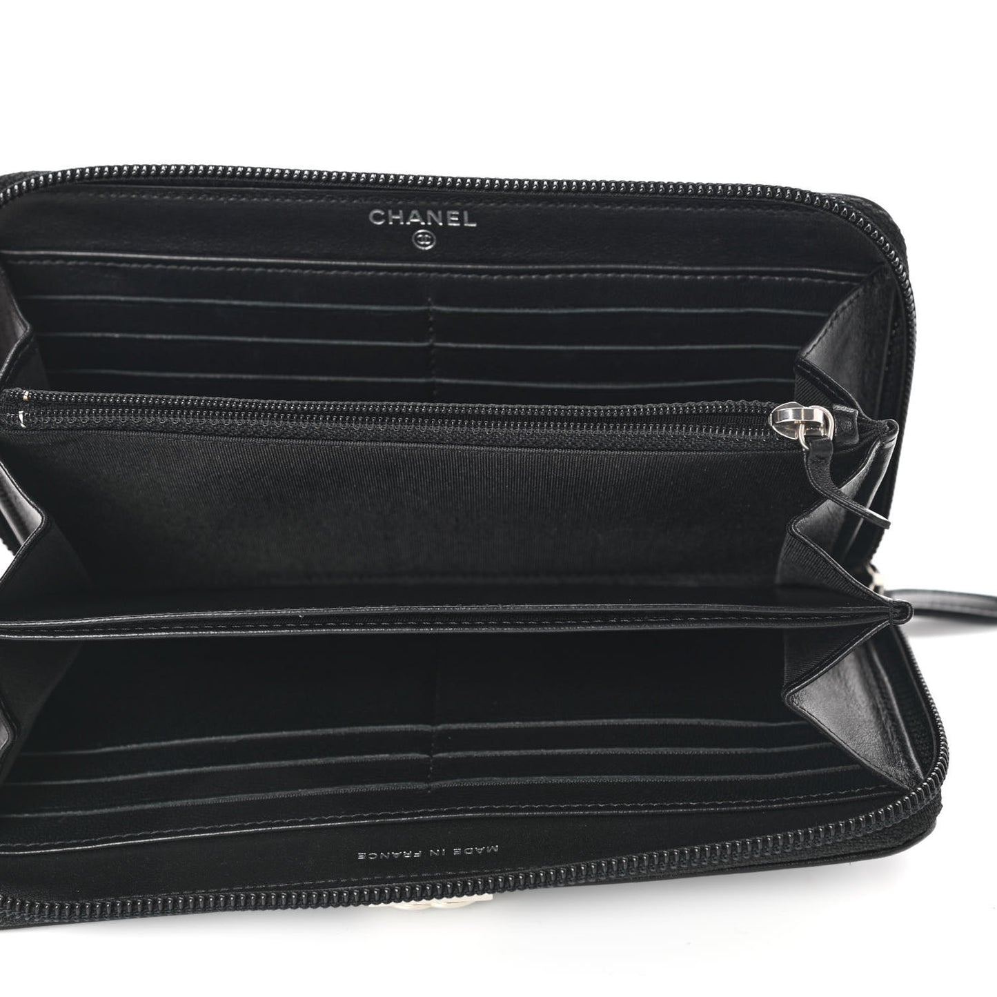 Lambskin Quilted Boy Zip Around Wallet Black