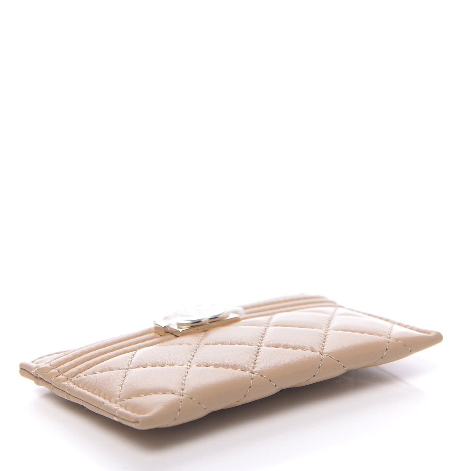 Chanel Lambskin Quilted Boy Card Holder Beige 4 of 9