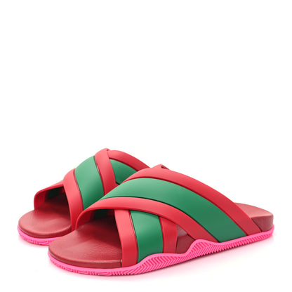 Gucci Rubber Web Womens Criss Cross Slide Sandals 39 Coral New Shamarock 3 of 9