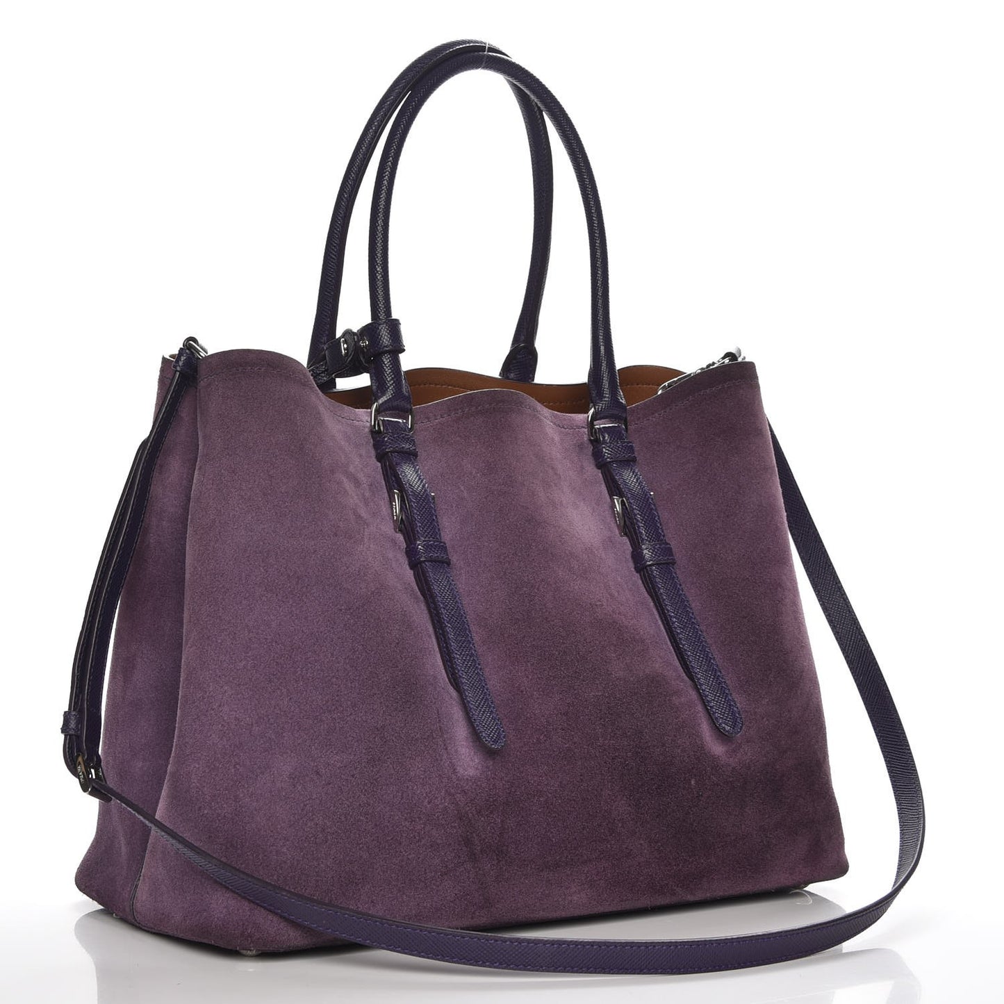 Scamosciato Suede Medium Double Handle Tote Uva Nocciolo