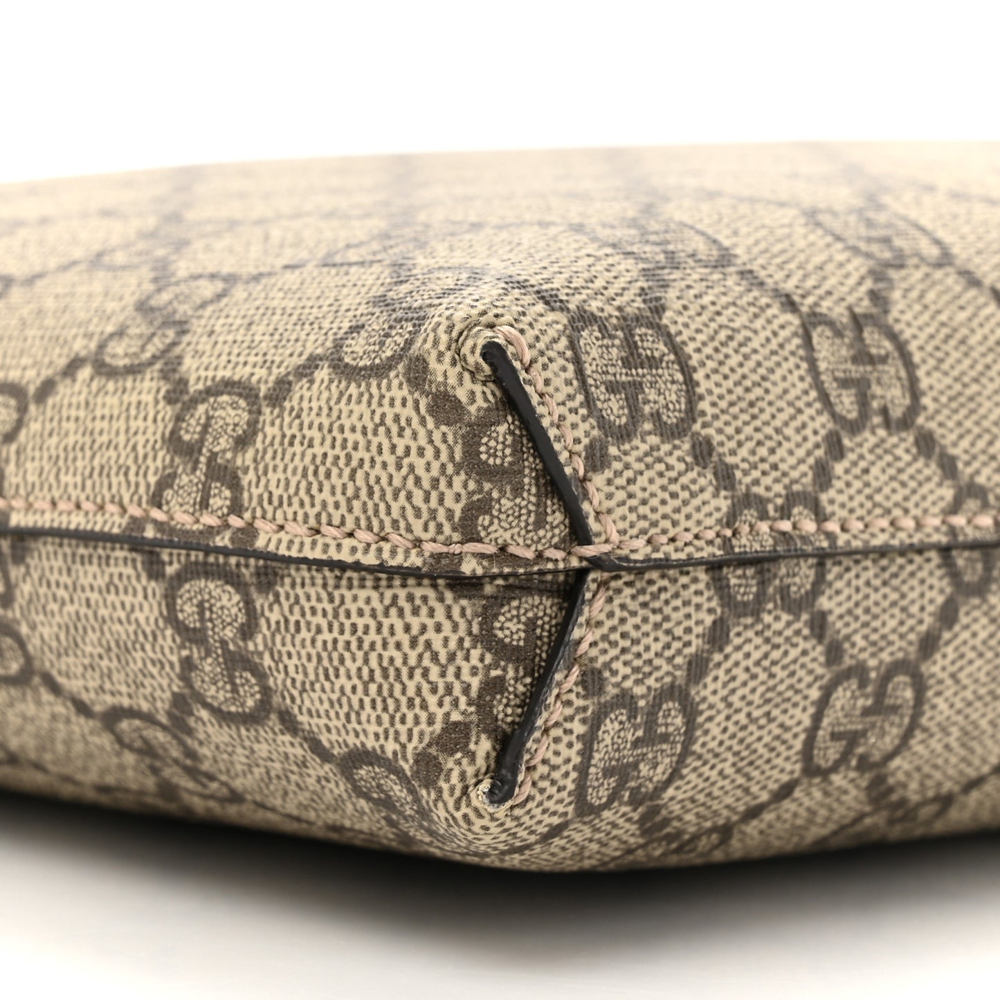 GG Supreme Monogram Azalea Calfskin Retro Interlocking G Wristlet Messenger Bag Beige Ebony Brown Sugar