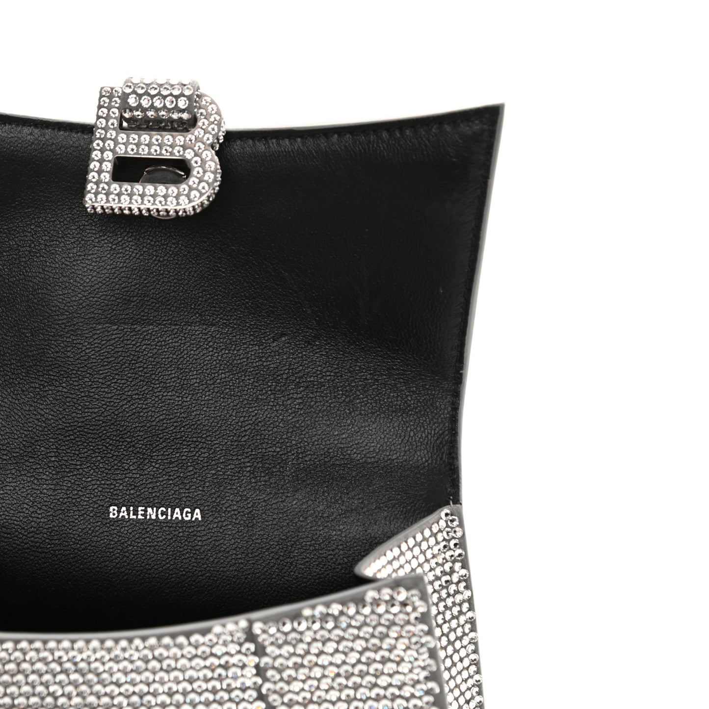 Strass Suede Hourglass Top Handle Bag XS Smoke Grey Crystal