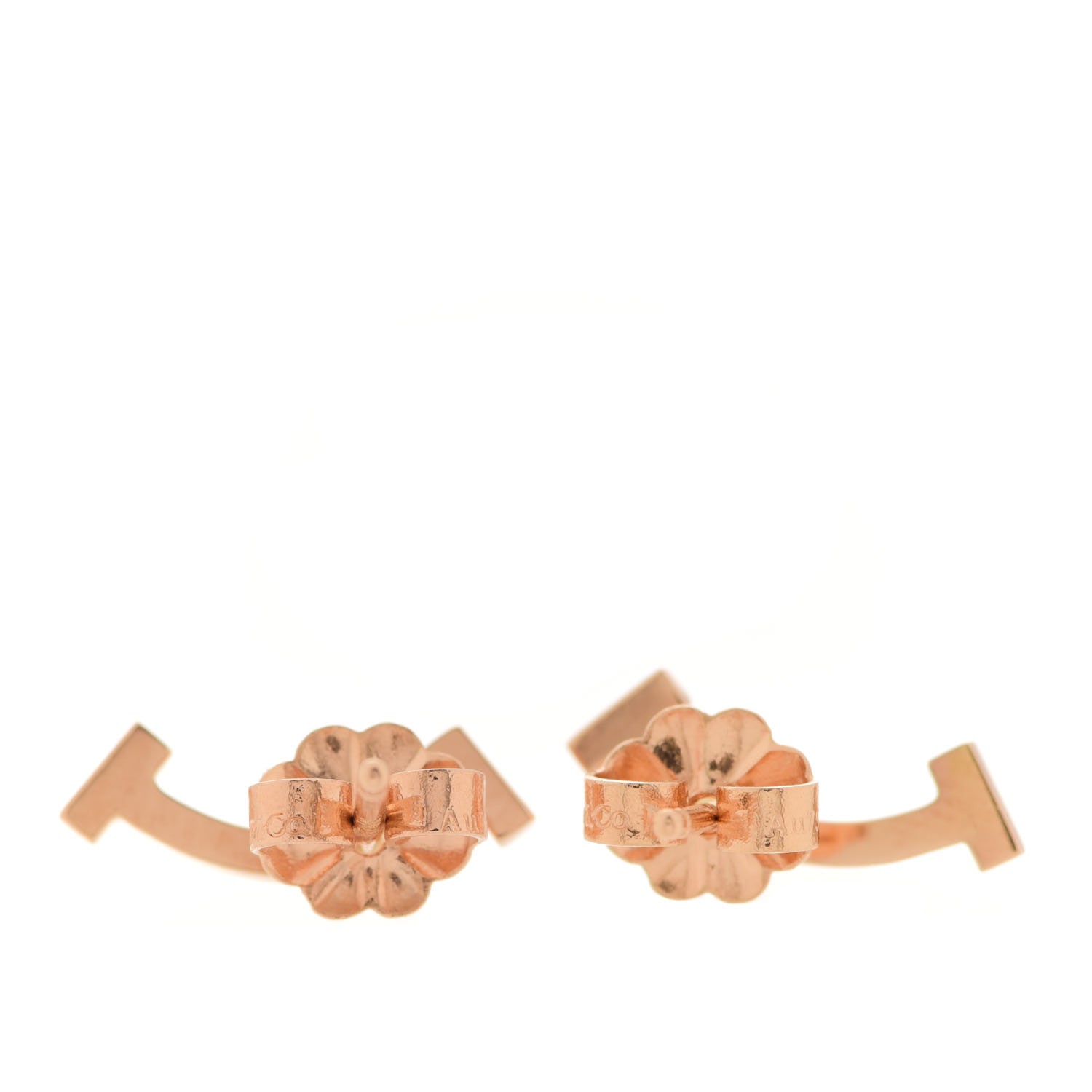 Tiffany 18K Rose Gold T Smile Stud Earrings 4 of 7