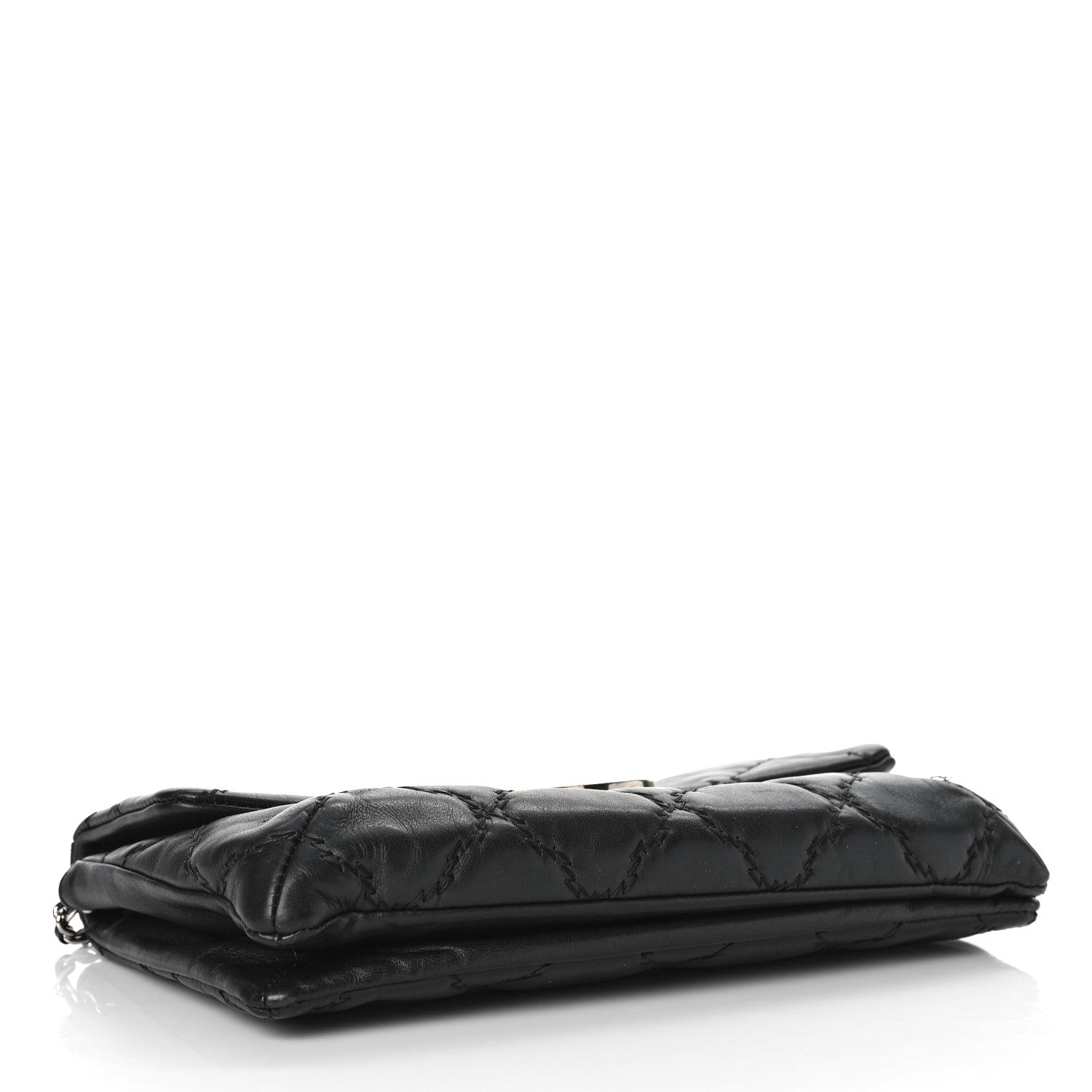 Chanel Calfskin Quilted Double Stitch Hamptons Clutch with Chain Black 4 of 11