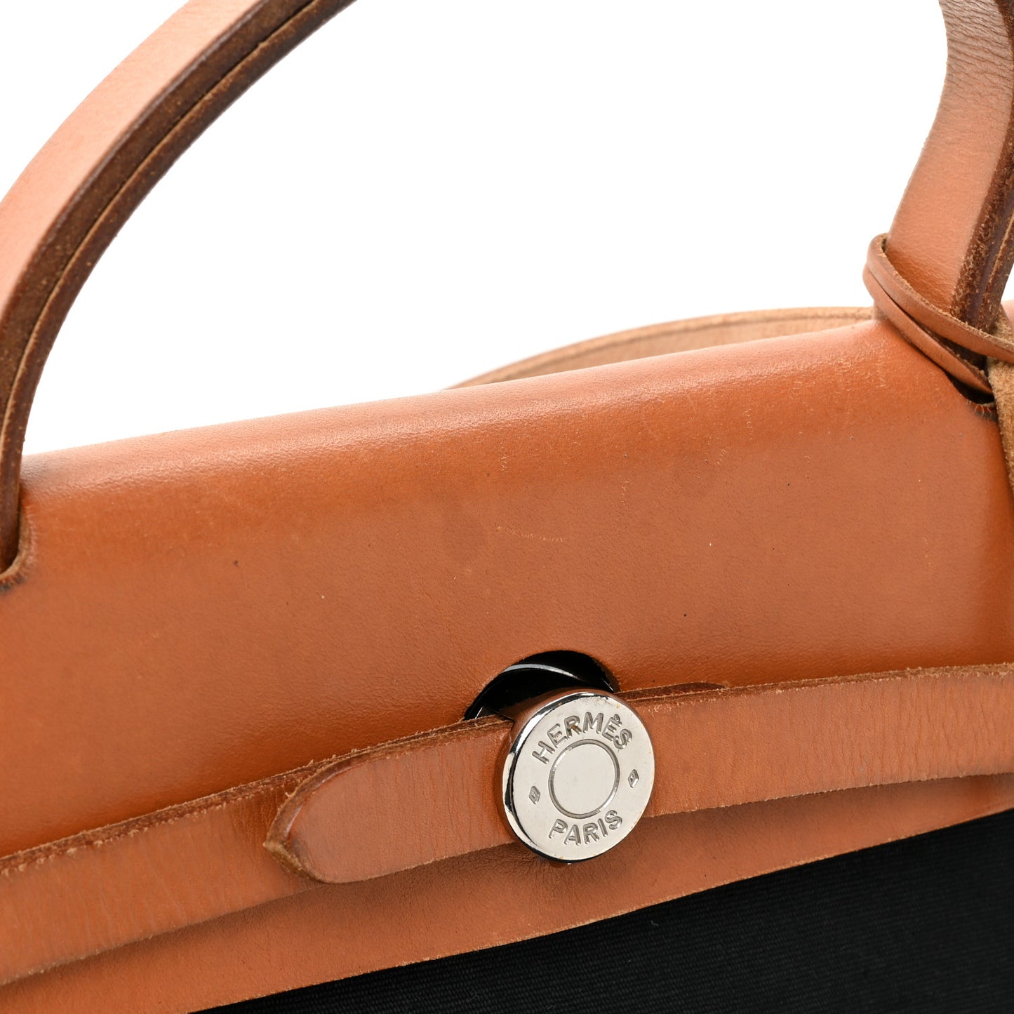 Toile Vache Calfskin Herbag 30 PM Black Natural