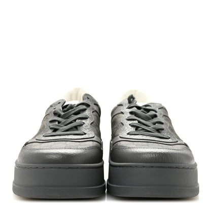 Gucci Textured Dollar Calfskin GG Supreme Monogram Mens Chunky Sneakers 10 Graphite Grey Black Grey 3 of 9