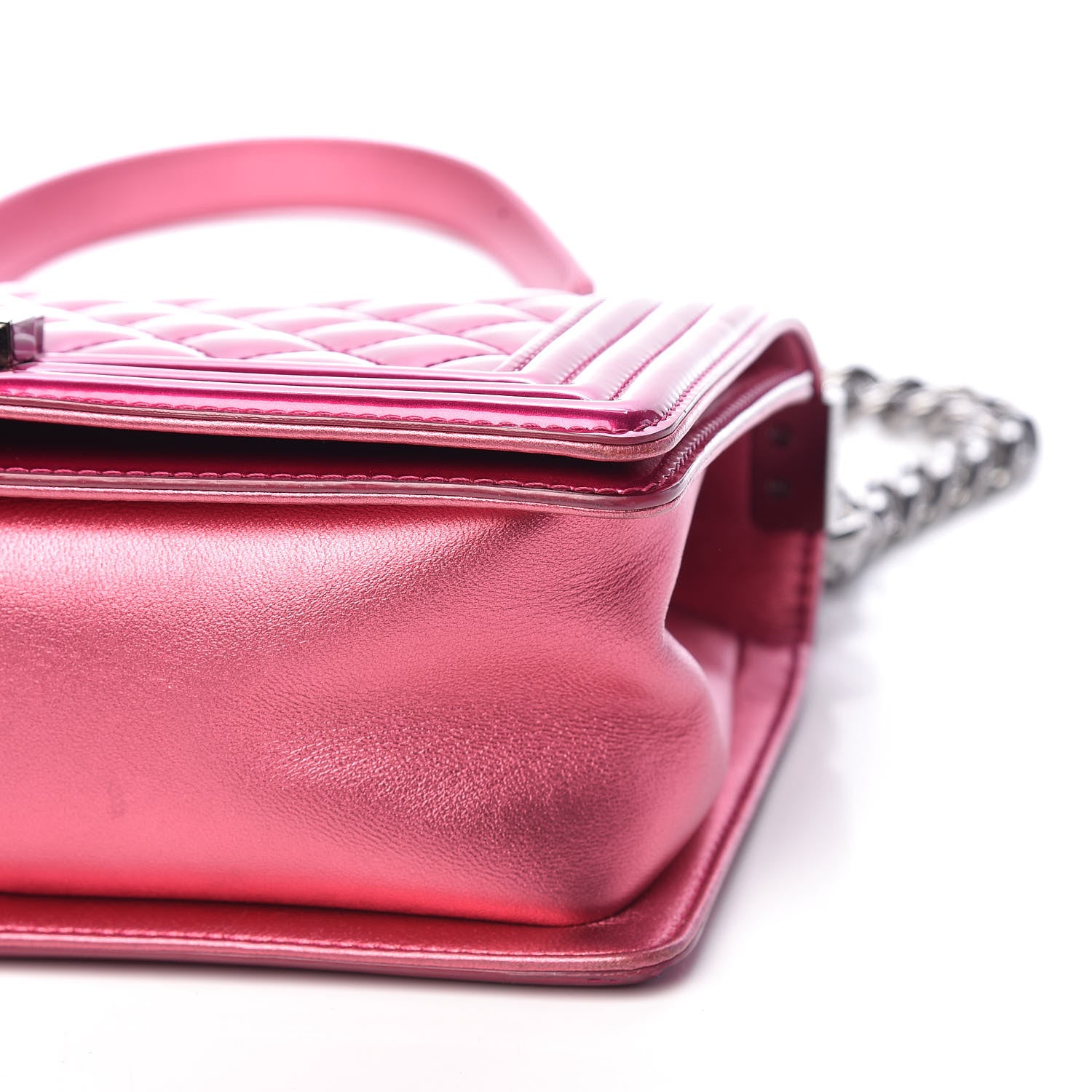 Chanel Metallic Patent Calfskin Quilted Medium Boy Flap Pink 11 of 11