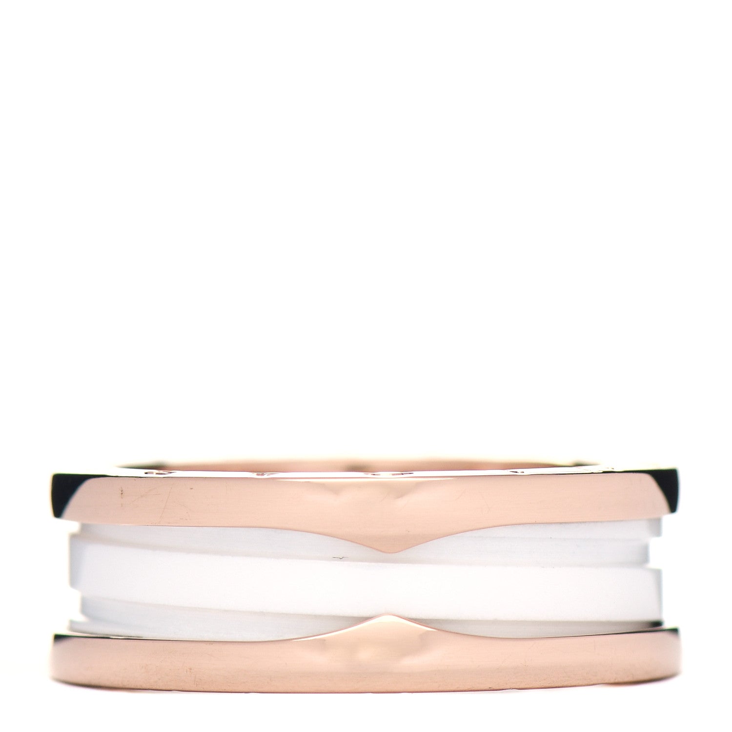 Bulgari 18K Rose Gold White Ceramic B.Zero1 Two-Band Ring 60 9 3 of 5
