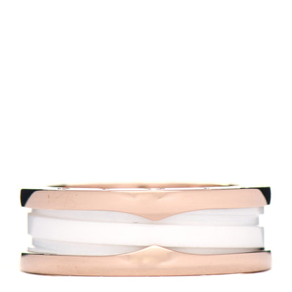 Bulgari 18K Rose Gold White Ceramic B.Zero1 Two-Band Ring 60 9 3 of 5
