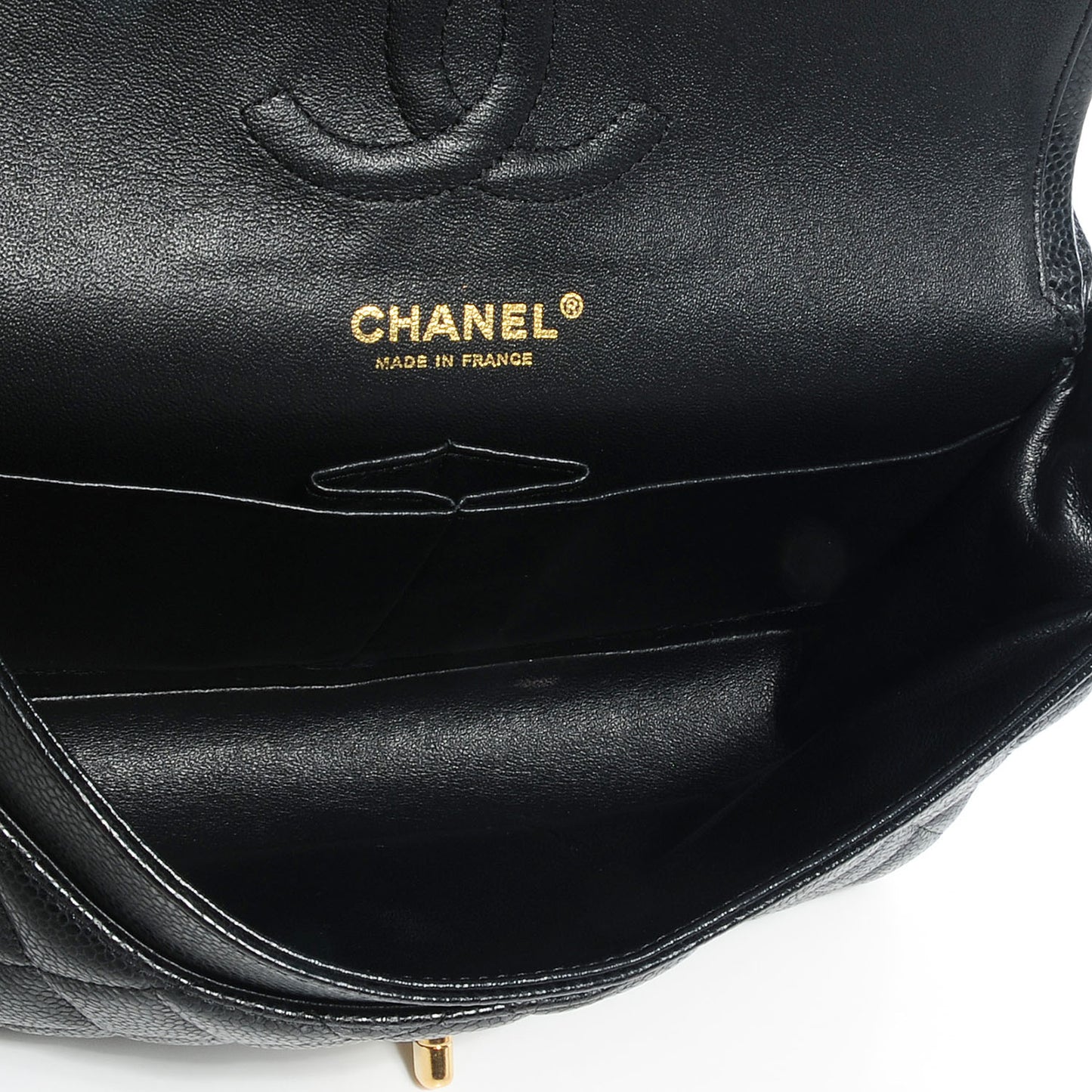 Caviar Quilted Medium Double Flap Black