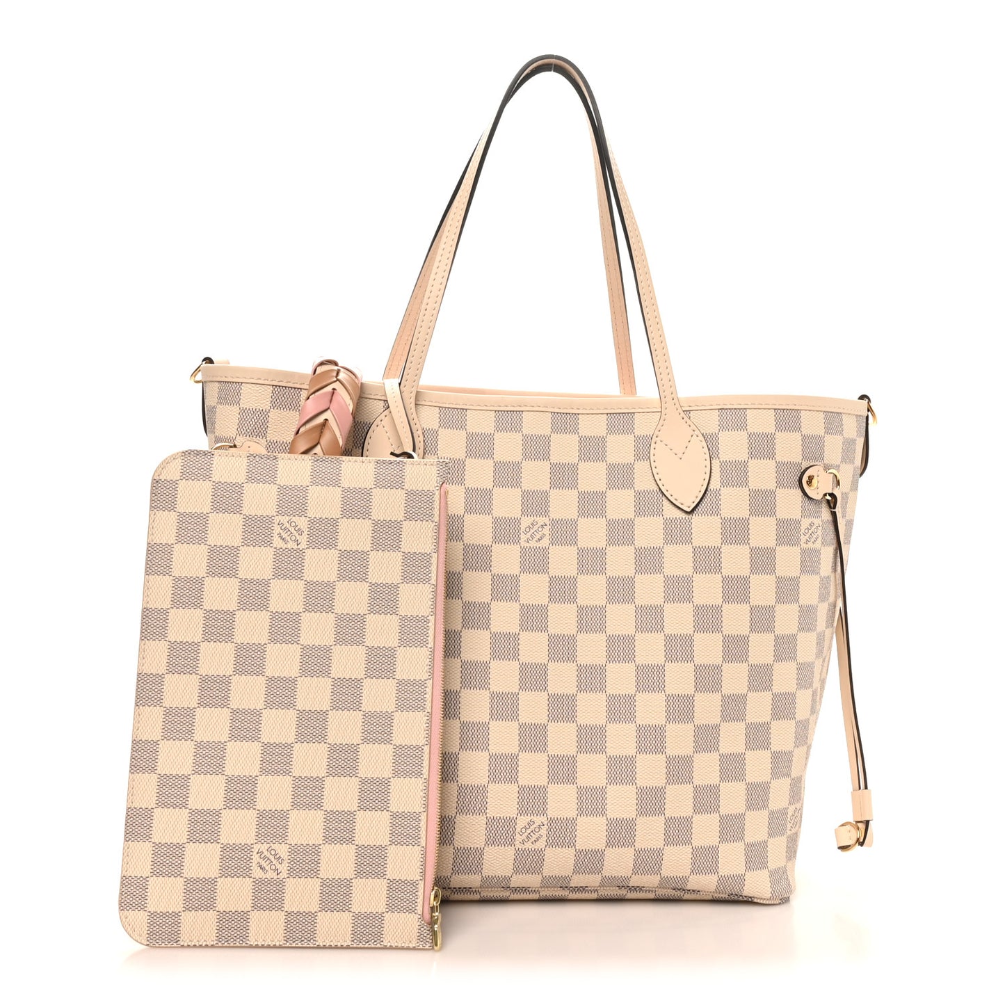 Damier Azur Braided Neverfull MM Pink