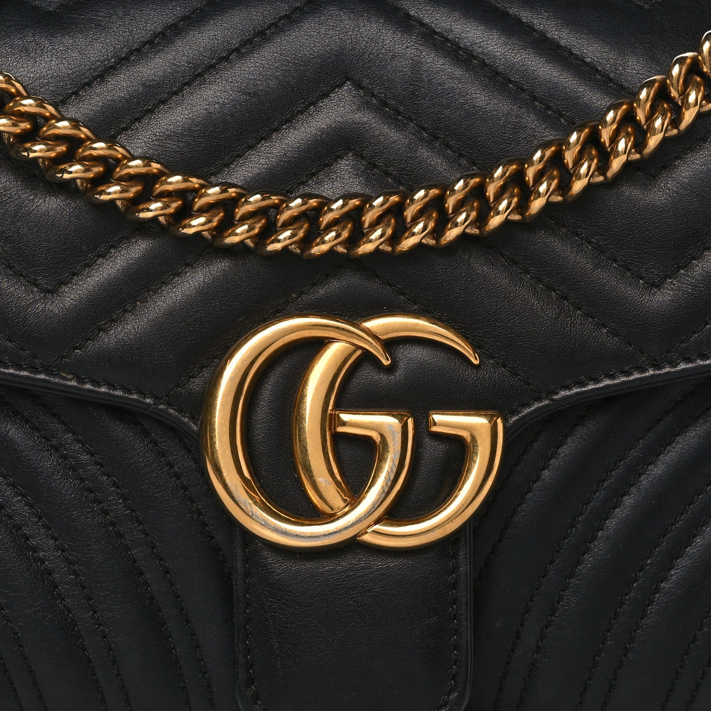 Calfskin Matelasse Small GG Marmont Shoulder Bag Black