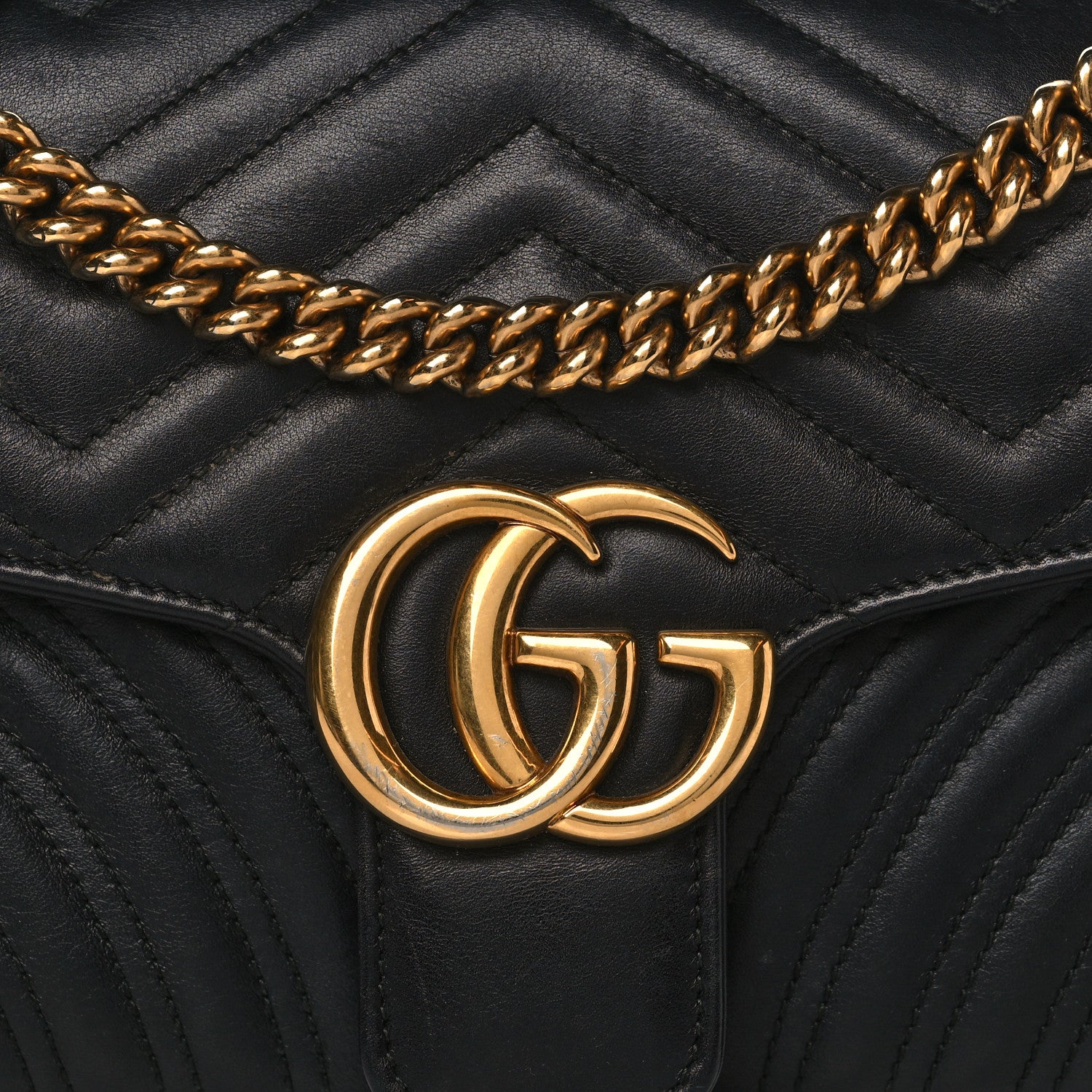 Gucci Calfskin Matelasse Small GG Marmont Shoulder Bag Black 7 of 10