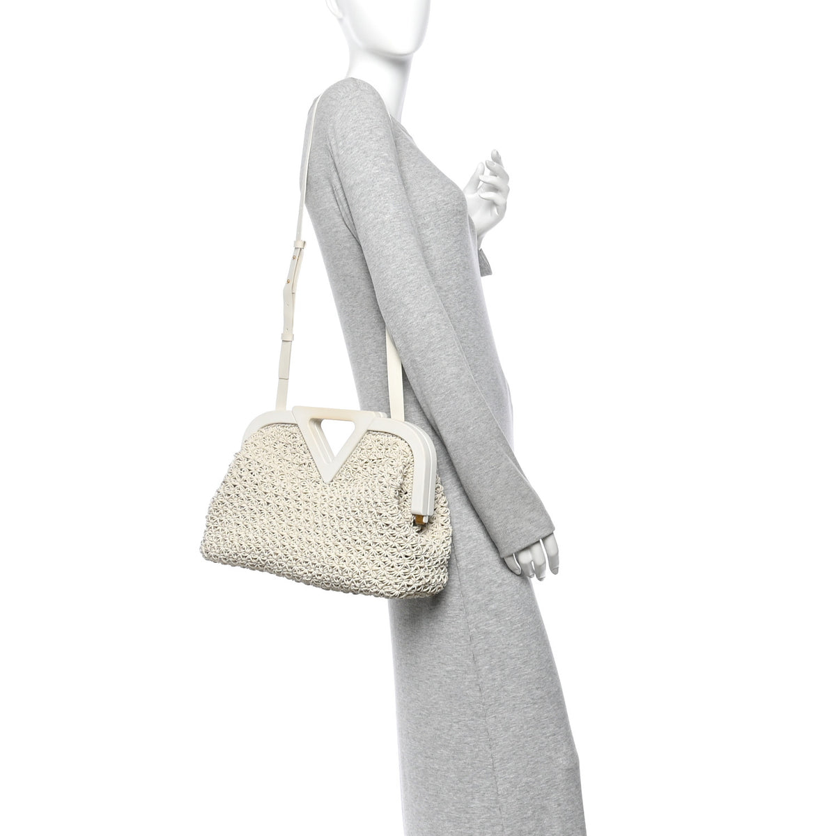 Rubber Crochet Medium The Point Triangle Bag Chalk