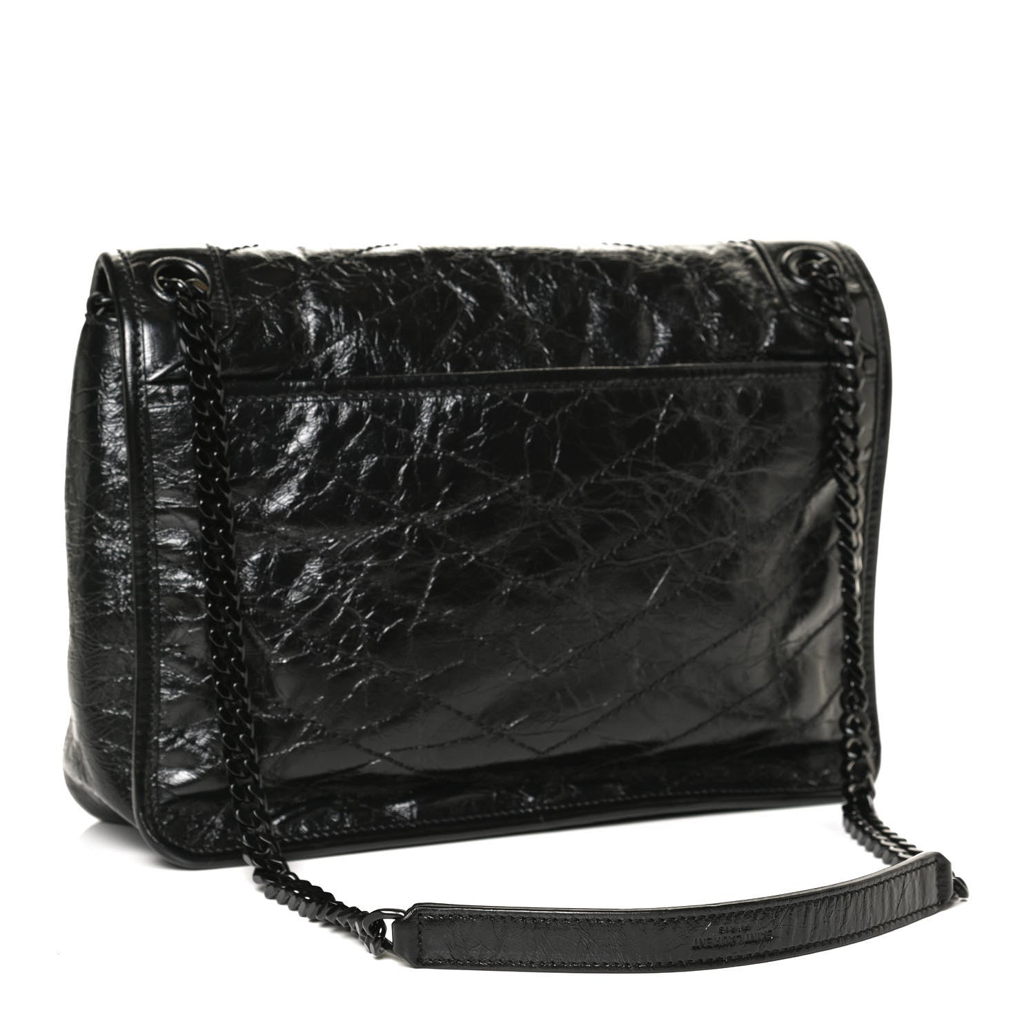 Saint Laurent Crinkled Calfskin Matelasse Monogram Medium Niki Chain Satchel Black 3 of 11