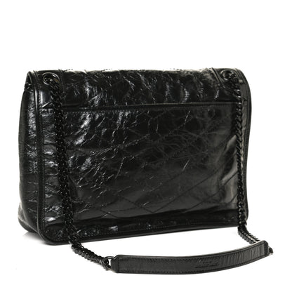 Saint Laurent Crinkled Calfskin Matelasse Monogram Medium Niki Chain Satchel Black 3 of 11