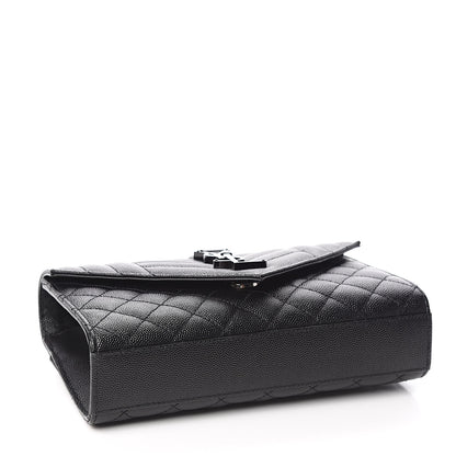 Saint Laurent Grain De Poudre Textured Mixed Matelasse Triquilt Small Monogram Satchel Black 4 of 9