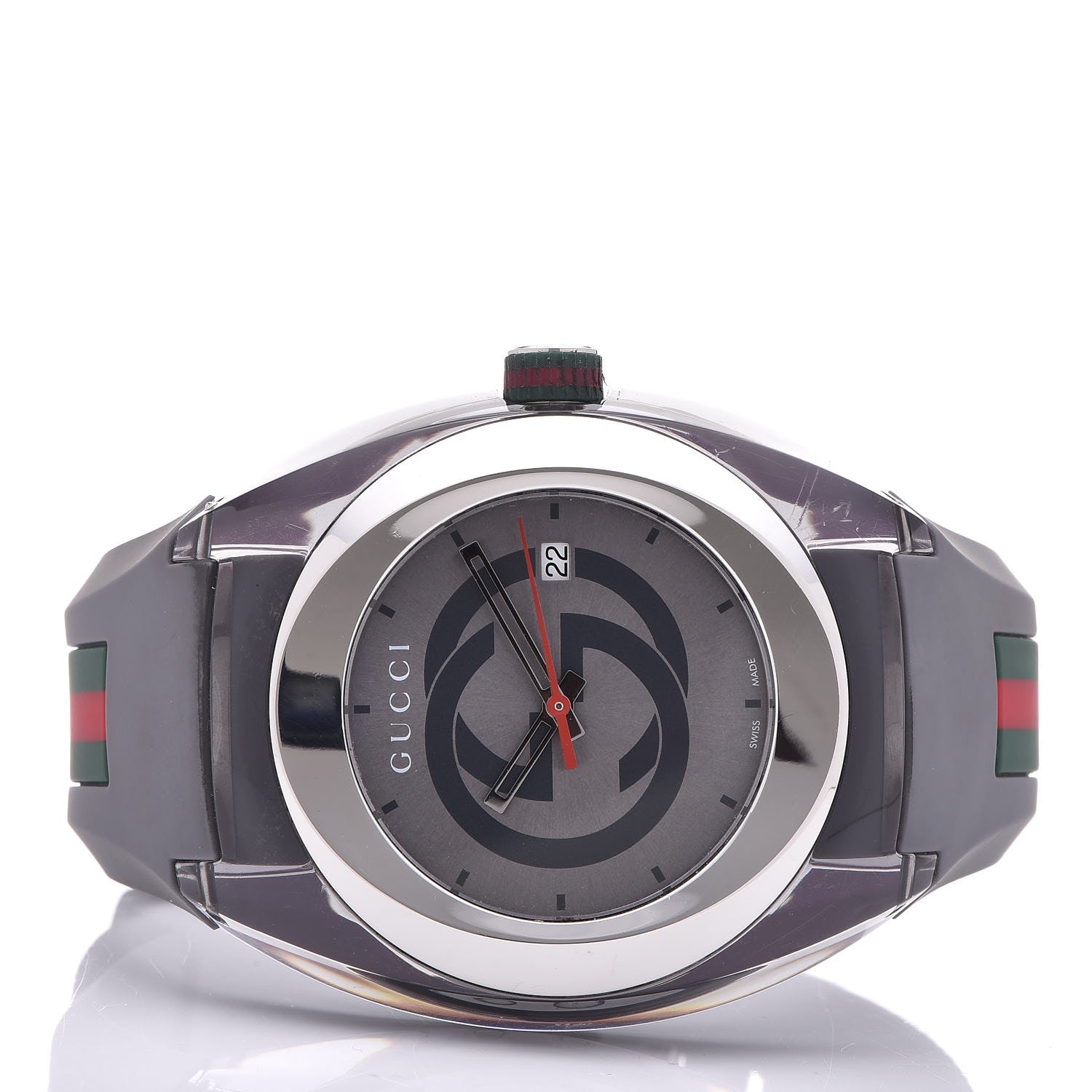 Gucci Stainless Steel Rubber 46mm Sync Web Quartz Watch Grey 3 of 7