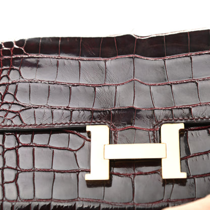 Hermes Shiny Alligator Constance Long Wallet Bordeaux 6 of 12