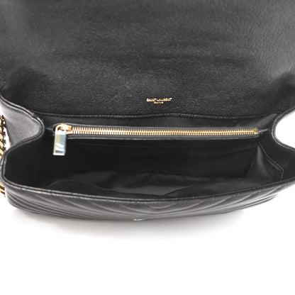 Saint Laurent Sheepskin Matelasse Chevron Monogram Large College Satchel Black 5 of 8