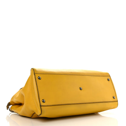 Fendi Vitello Zucca Large Peekaboo Iconic Satchel Yellow Tobacco 3 of 12
