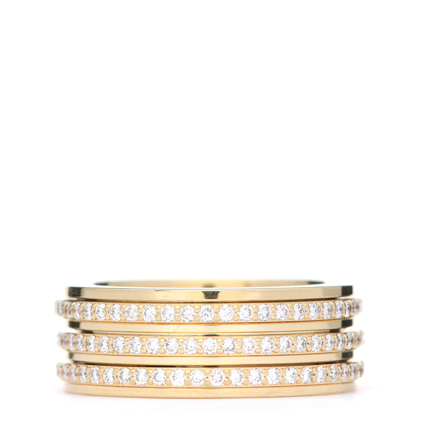 Piaget 18K Yellow Gold Diamond Possession Three Row Ring 54 6.75 3 of 5