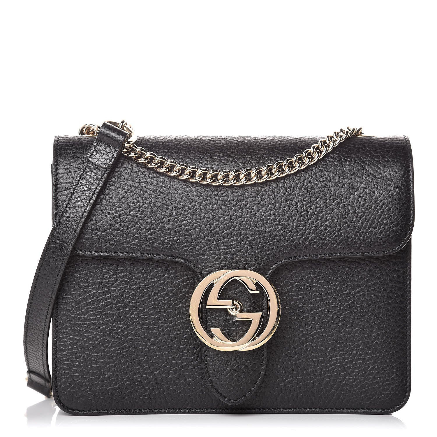 Gucci Dollar Calfskin Small Interlocking G Shoulder Bag Black 1 of 10