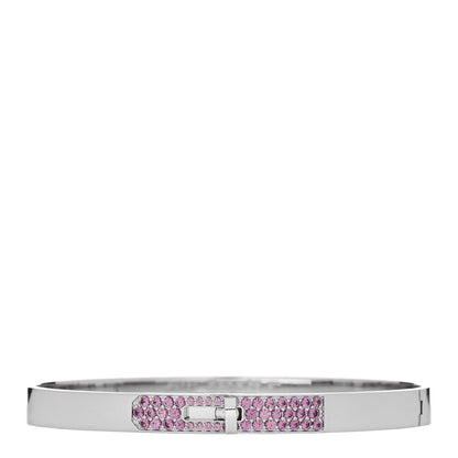 Hermes 18K White Gold Pink Rhodolite PM Kelly Bracelet ST 1 of 4