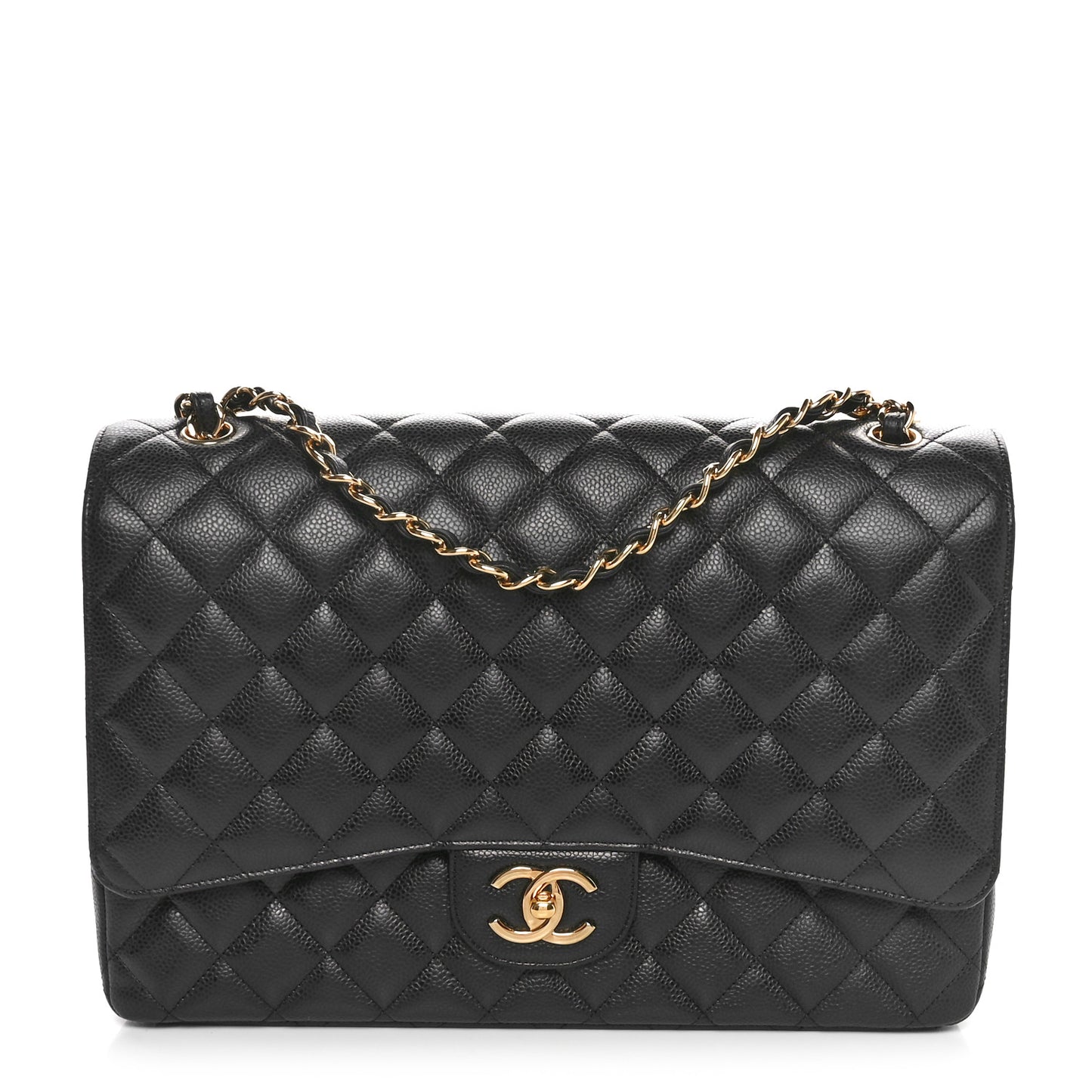 Caviar Quilted Maxi Double Flap Black